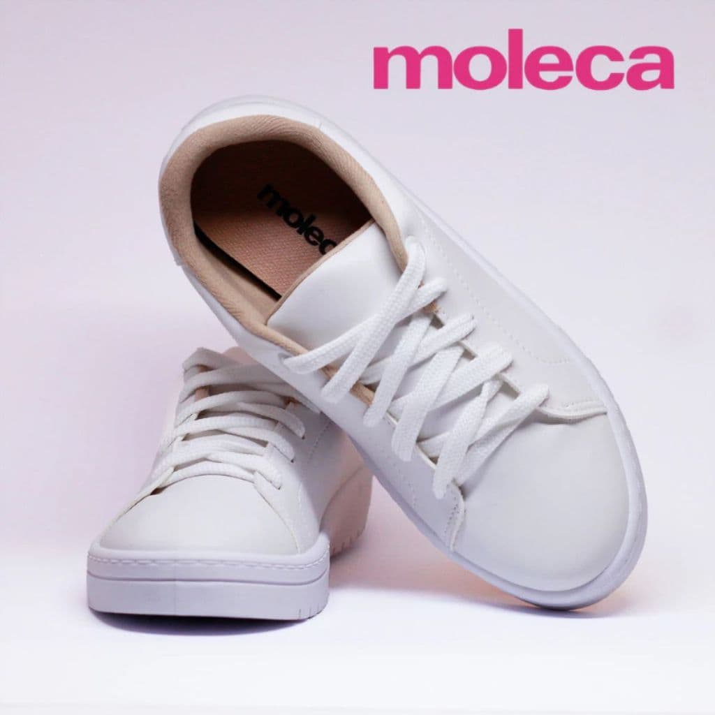 Tênis Feminino Casual Branco Confortável Moleca Cadarço Para bater o dia a dia 5791.100 Original