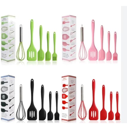 Kit 5 Peças Utensílios de Cozinha Silicone Colher Espátula Fue Espátula Pequena Pincel