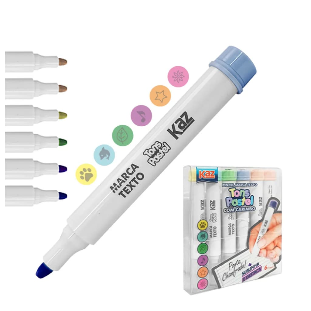 PINCEL MARCA TEXTO 6 CORES C/CARIMBO
