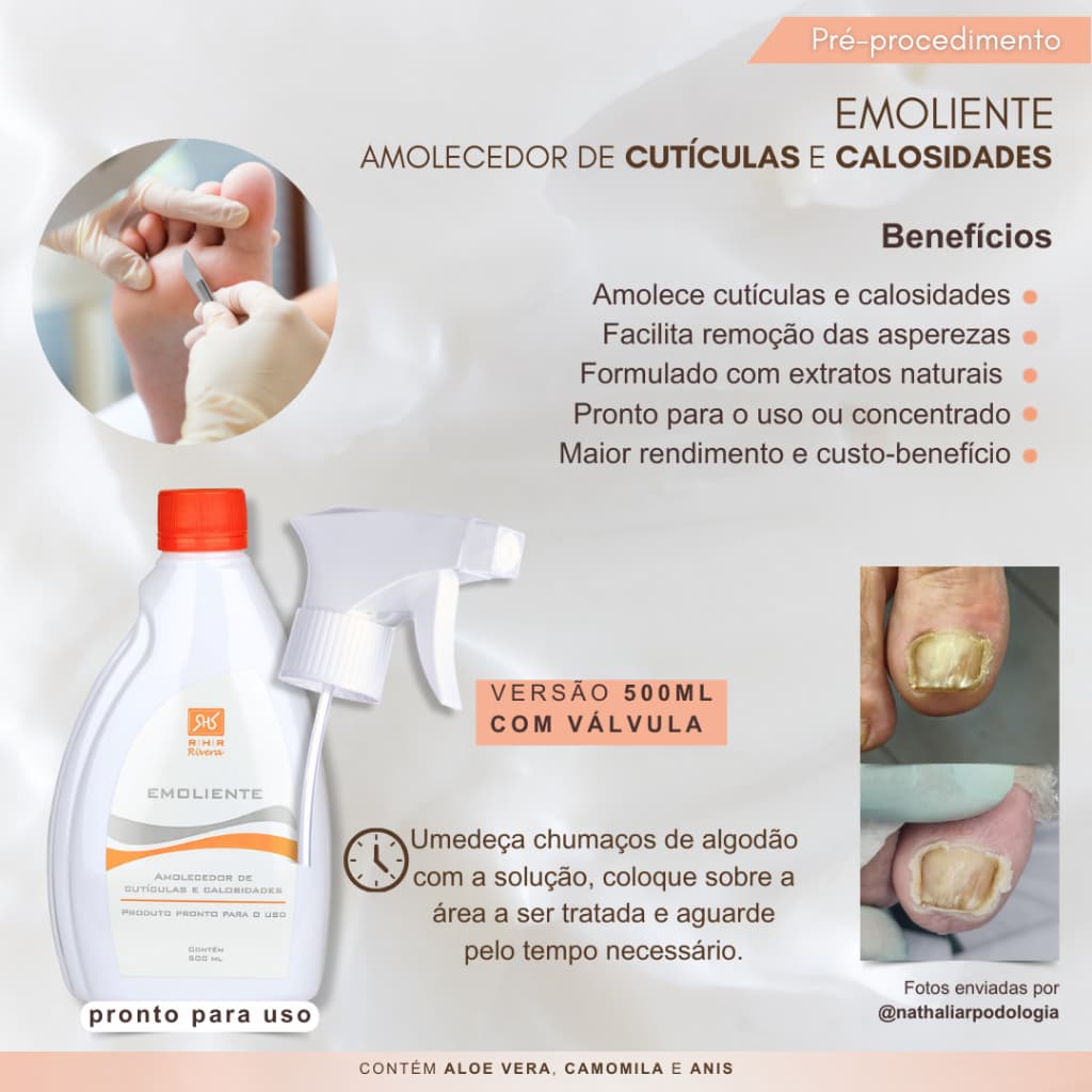 Emoliente 500ml - Amolecedor De Cutículas E Calosidades Sem Válvula