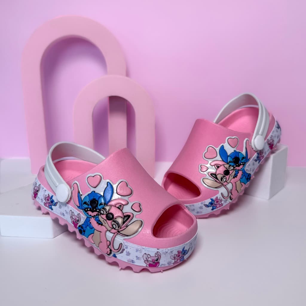 Sandália Babuche Stitch Menina Slide Papete Baby Confortável Criança Personagem Lillo & Stitch