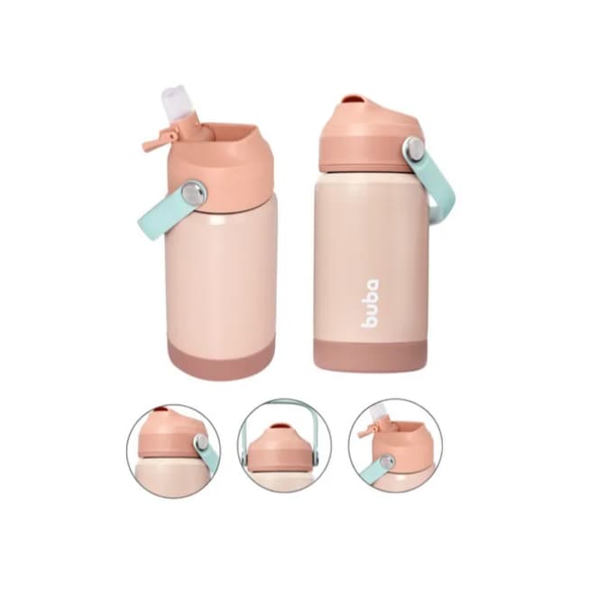 Garrafinha Térmica Parede Dupla Inox Canudo Silicone Buba