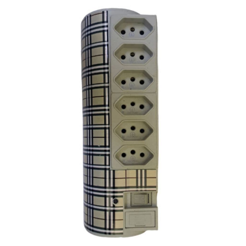 Filtro De Linha 6 Tomadas Com Proteção Bege Estilos Xadrez Bivolt Pw