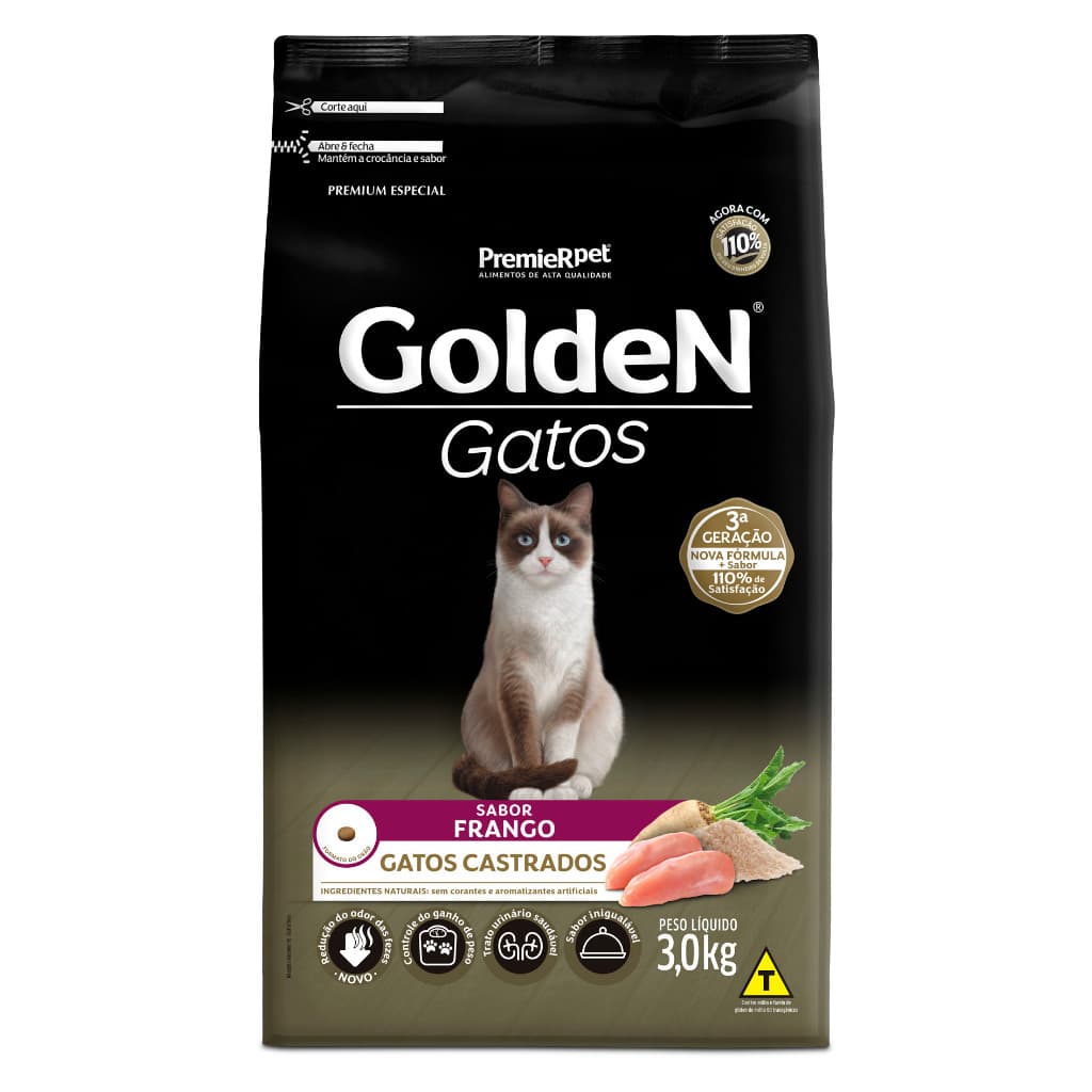 Ração Golden Fórmula Gatos Castrados Frango 3kg