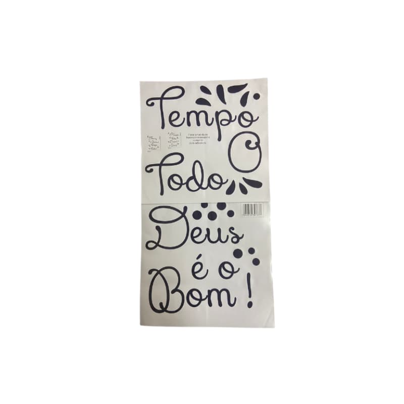 Adesivo Decorativo Frase Bíblica "Deus é Bom o Tempo Todo" ou "O Tempo Todo Deus é Bom"| 27x54cm