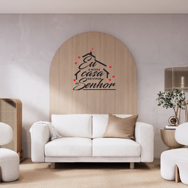 Adesivo Decorativo Frase Bíblica/ Cristã "Eu e a minha casa serviremos ao Senhor" | 27x54cm