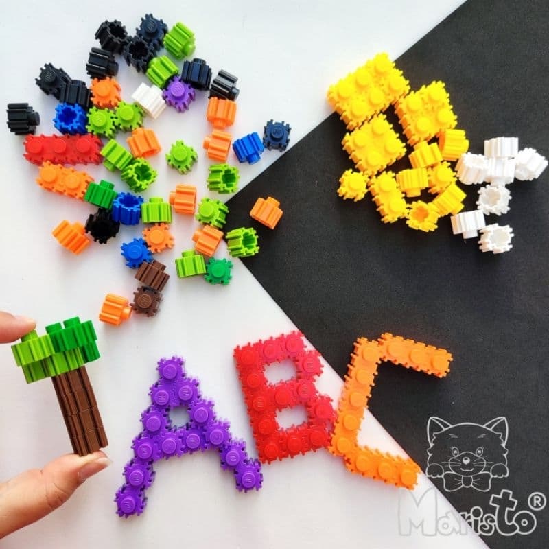 Kit 160pçs Mini Blocos de Montar Letras Números Formas Animais Objetos Criativo Educativo Diverblocs 3D