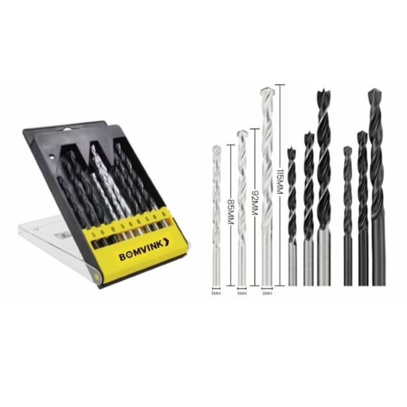CONJUNTO DE BROCAS BOM VINK ALTA QUALIDADE . TAMANHOS 5MM, 6MM, 8MM, PERFEITO PARA USO EM MADEIRA , CONCRETO E AÇO .