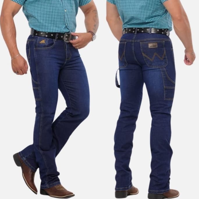 Calça MASCULINA CARPINTEIRA Country Rodeio Jeans Grosso Texana Montaria Com Lycra