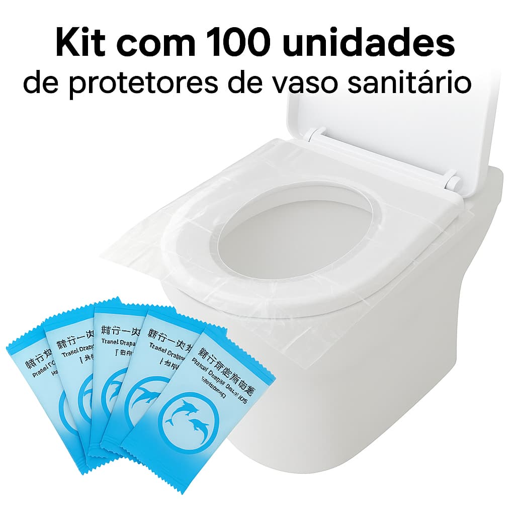 Kit 100 Protetores de Assento Vaso Sanitário Descartáveis Plásticos | Higiênico e Portátil