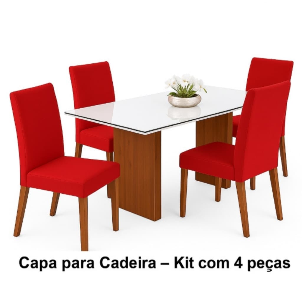 Kit 4 Pçs Capa de Cadeira Ajustável – Proteção em Malha Gel Esticável