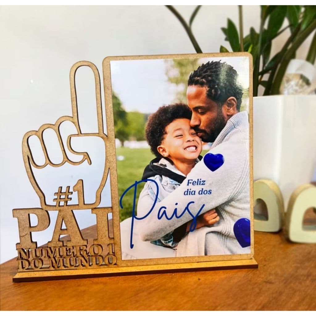 Porta Retrato Mdf Cru Personalizado Lembrancinha Presente Para o Dia dos Pais Porta Foto Pai N° 1 Decoração