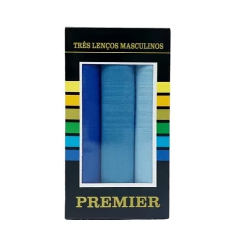 Lenços Masculinos de Bolso c/ 3 unidades 100% Algodão- Sortidos Premier