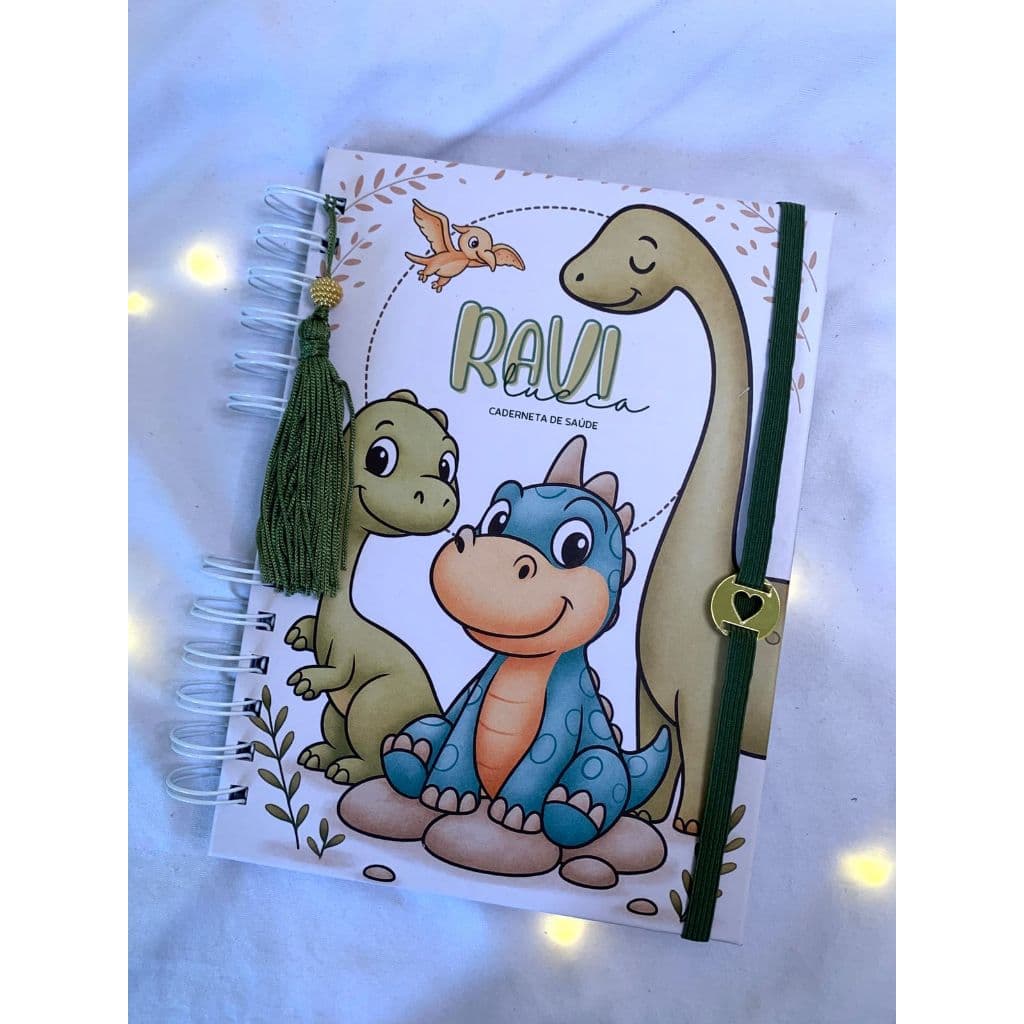 Caderneta de saude vacina personalizada luxo menino dino baby