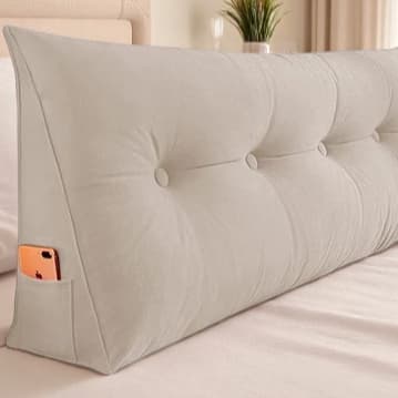 Almofada para Cabeceira Cama 1,40 Apoio Lombar com Porta Celular
