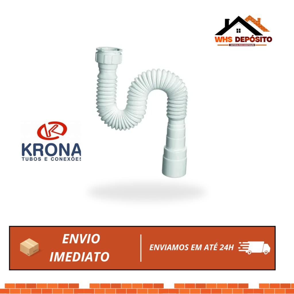 Sifão Sanfonado Corrugado Krona - Simples, Flexível, para Pia e Tanque