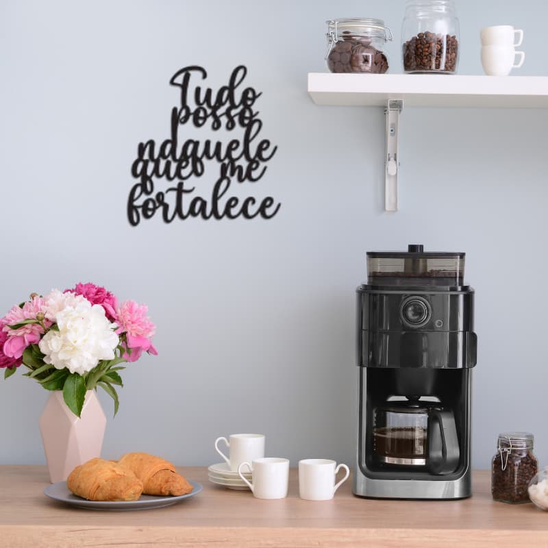 Adesivo Decorativo Frase Bíblica "Tudo posso naquele que me fortalece" | 27x54cm