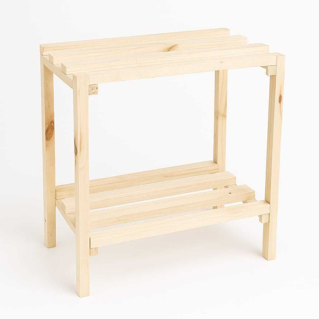 Sapateira De Madeira 40 Cm 2 Prateleiras Rústica Organizador Cor Pinus