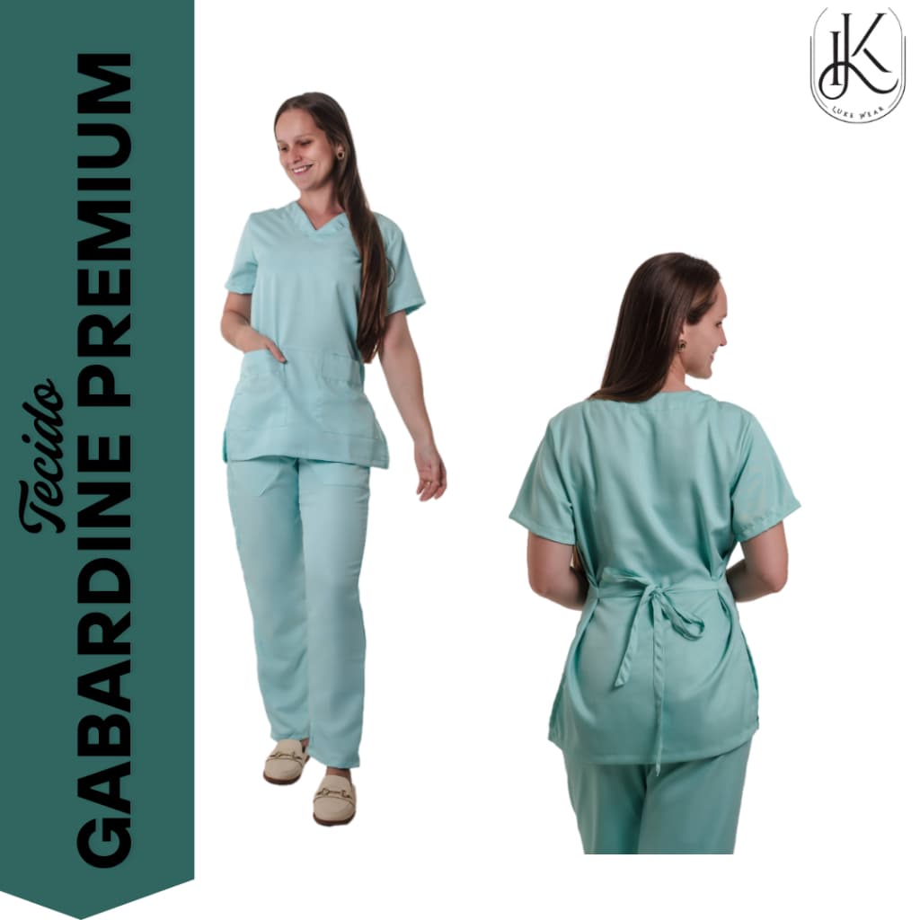 Scrub Feminino Acinturado Premium Gabardine | Pijama Cirúrgico para Hospital e Clínica