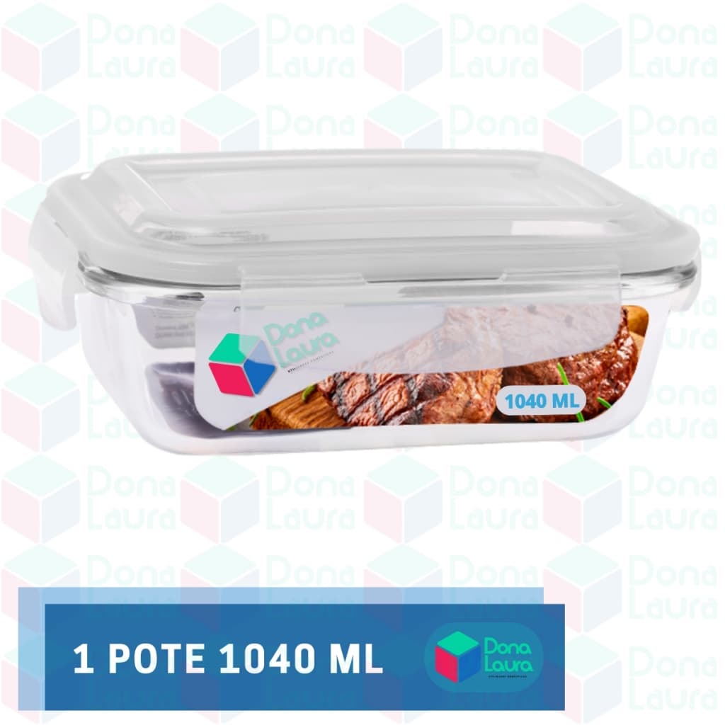 Pote Vidro 1040ML (Vai ao Forno, Microondas)Retan c/Tampa
