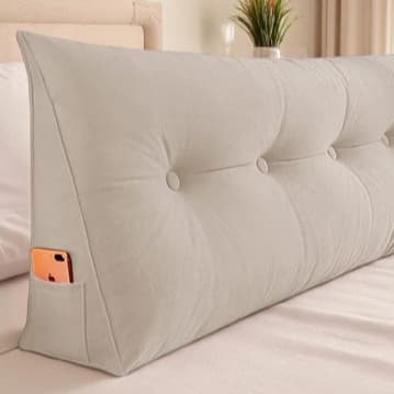 Almofada para Cabeceira Cama 1,60 Apoio Lombar com Porta Celular