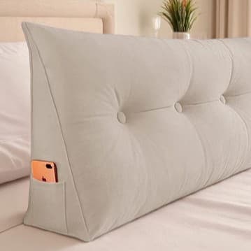 Almofada para Cabeceira Cama 90cm Apoio Lombar com Porta Celular