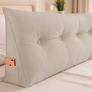 Almofada para Cabeceira Cama 1,95 Apoio Lombar com Porta Celular