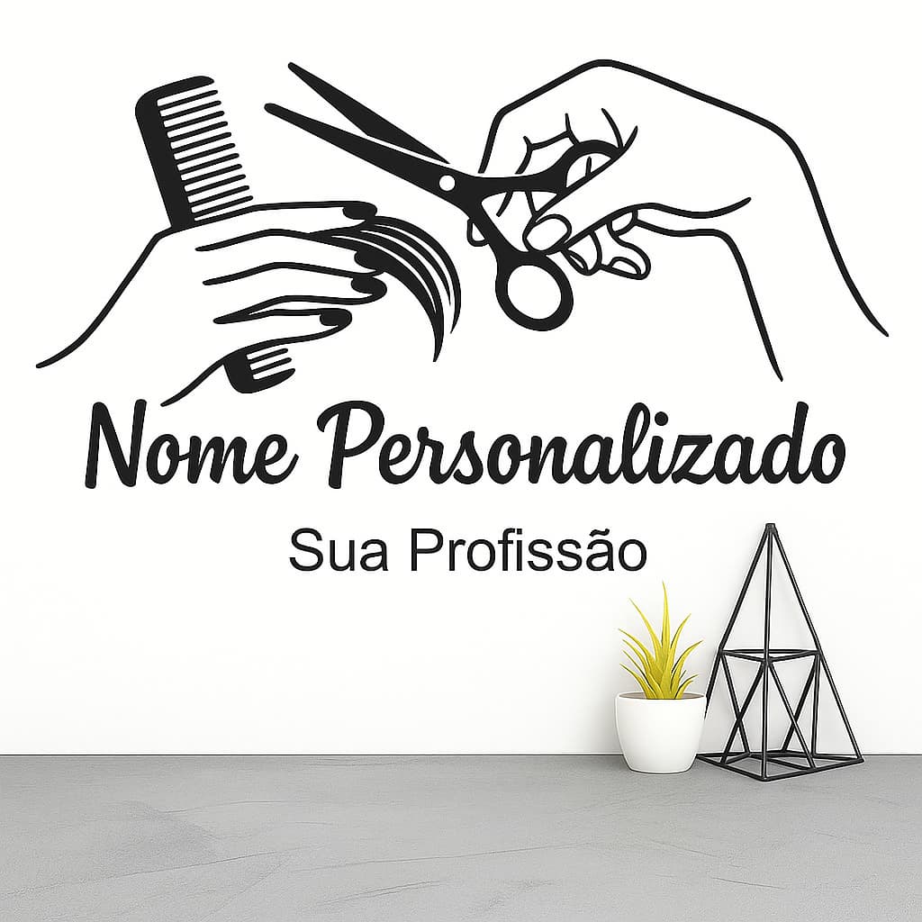 Adesivo Parede Profissões Nome Personalizado Cabeleireira 55cm de largura. ENVIAR O NOME IMEDIATAMENTE APÓS A COMPRA