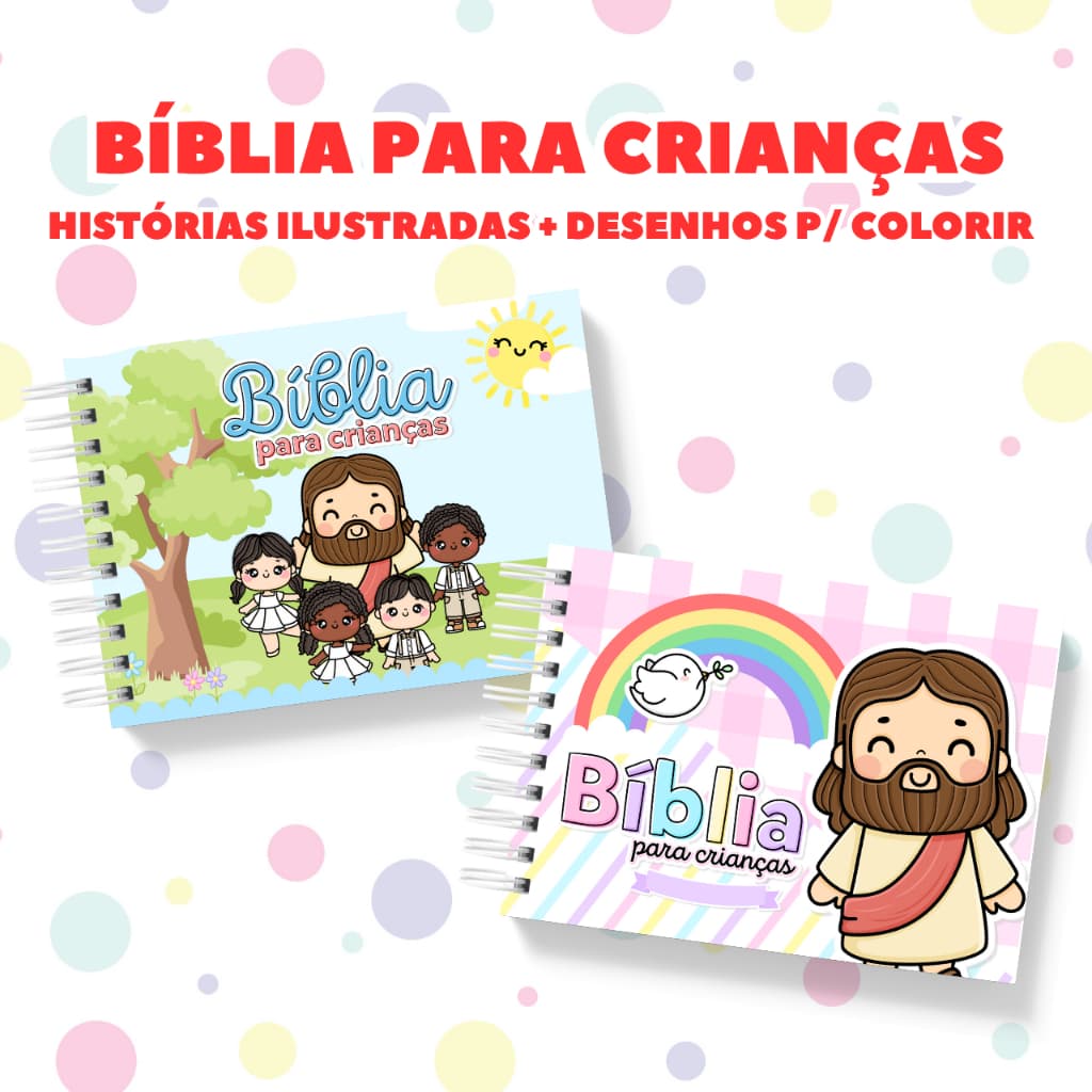 Bíblia Criança Infantil Livro de colorir Histórias Bíblicas Escritas Devocional 50 Desenhos E 52 Histórias Bíblicas