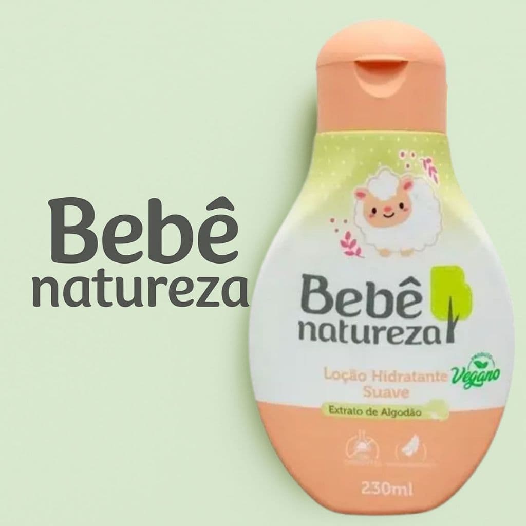 Loção Hidratante Suave Bebê Natureza 230ml com Extrato de Algodão Vegano e Hipoalergênico