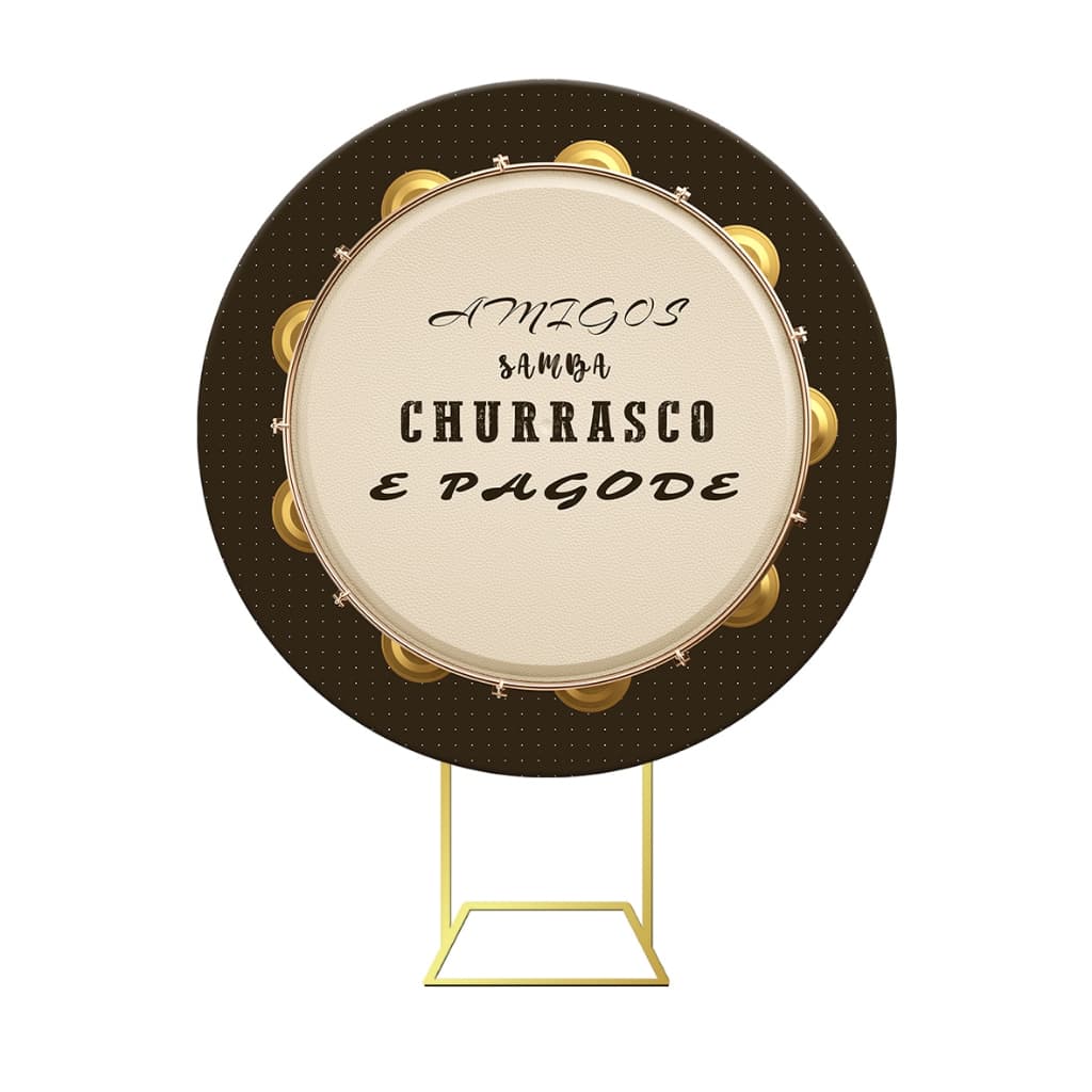 Painel De Festa Redondo Em Tecido Pandeiro Pagode Churrasco 1,50m 01