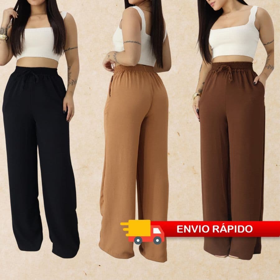 Calça Pantalona Duna Com Bolso PROMOÇÂO 2025 Tendência