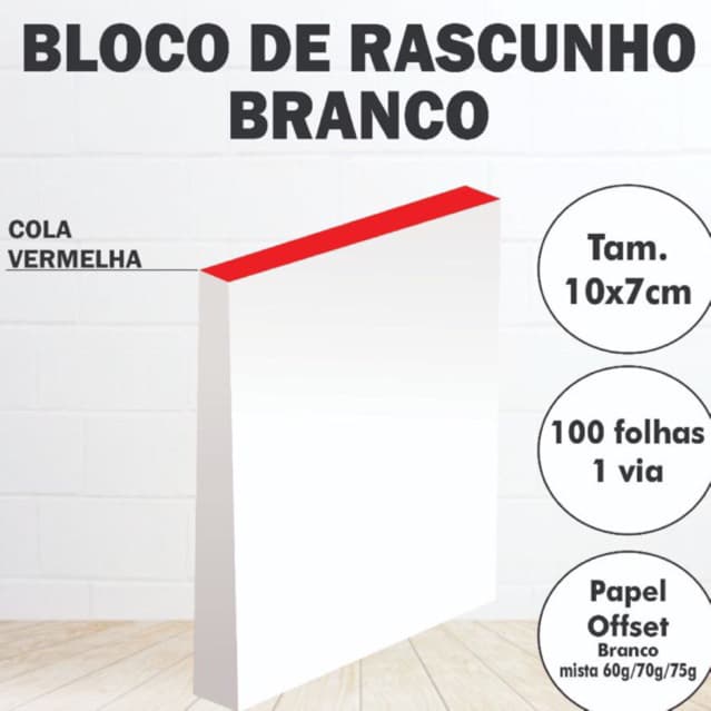 10 Rascunho Branco 10x7cm blocos 100 folhas s/pauta Papelaria Anotações Comanda Bar Restaurante Loja