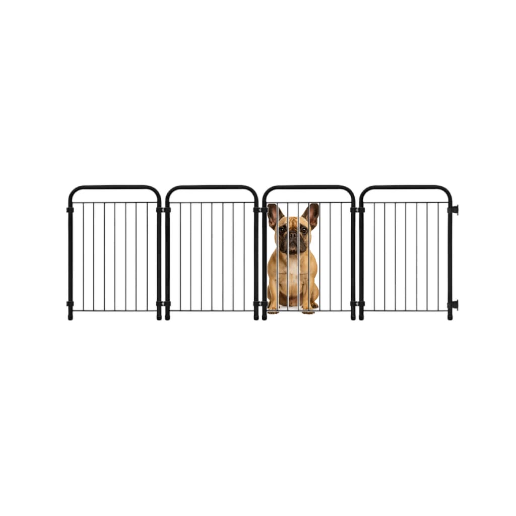 Cercado Dobrável para Cachorro 142×51,5 cm – Grade Pet Segurança em Aço – Portátil 4 Módulos