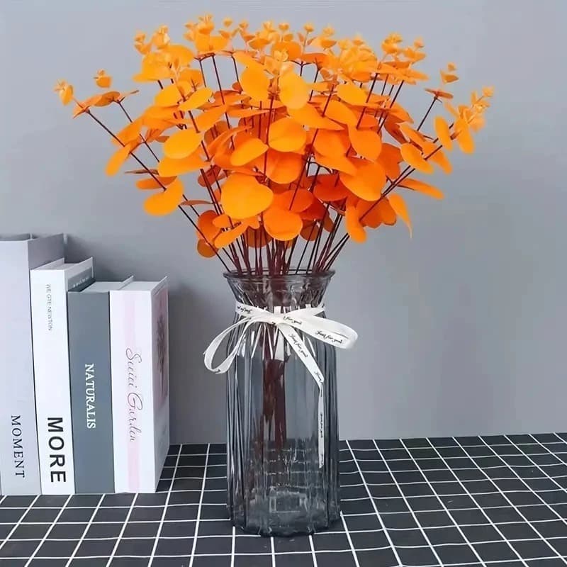 🛍️Eucalipto com 16 flores folhas de eucalipto Plantas Verdes Artificiais - A-49