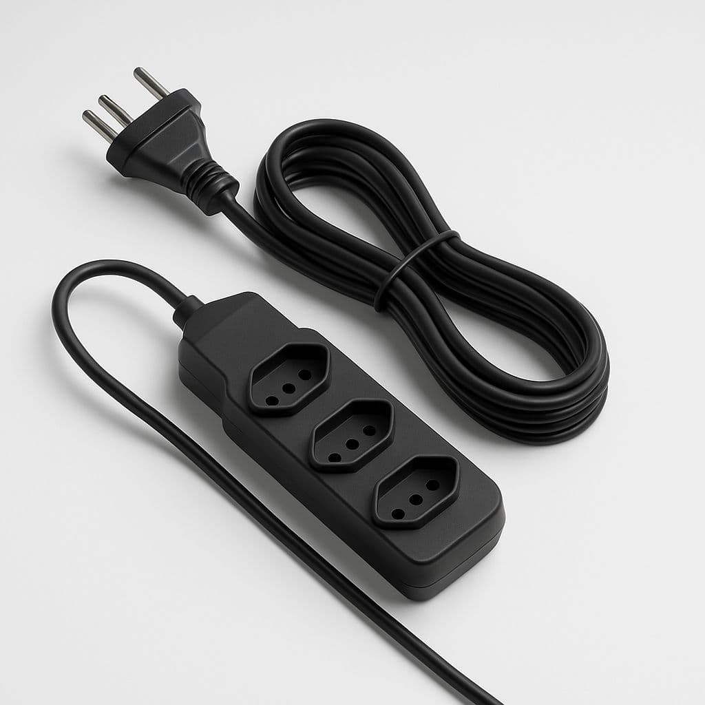 Extensão Elétrica Tripolar 3 Metros – 3 Tomadas – Cabo Reforçado 10A Bivolt