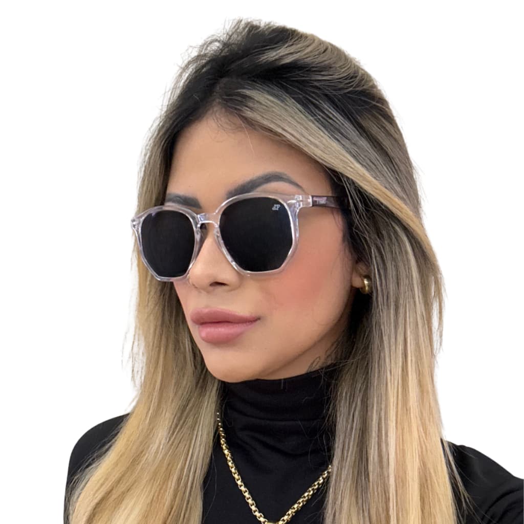 óculos de sol Hexagonal Acetato Transparente Original Feminino Masculino Finoti Design Italiano