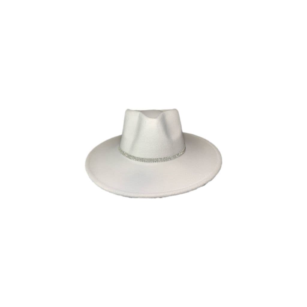 Chapéu Fedora Branco Clássico Unissex Elegante Sofisticado e Luxuoxo Feminino e Masculino Com Faixa Brilhosa Luxo
