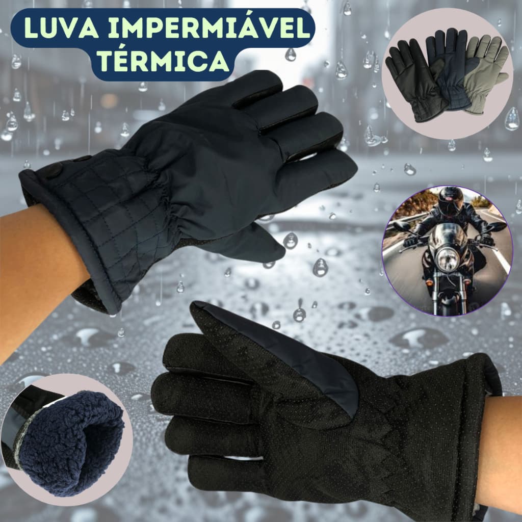 Luva para Motoqueiro Motociclista Moto Bike Impermeável Térmica Chuva Frio