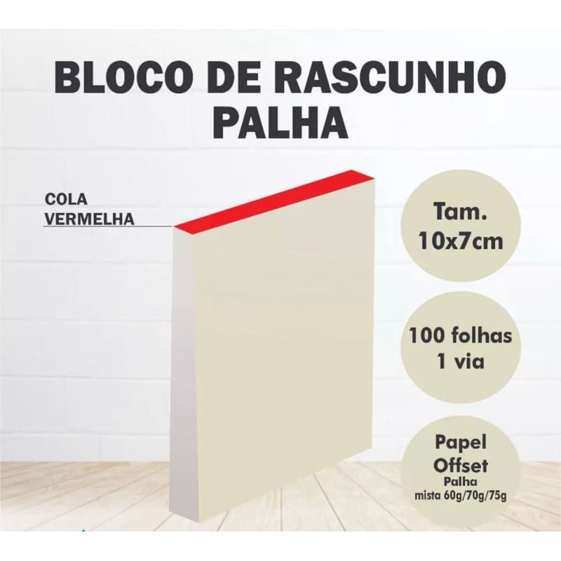 30 Rascunho Palha 10x7cm blocos 100 folhas s/ pauta Papelaria Anotações Comanda Bar Restaurante Loja