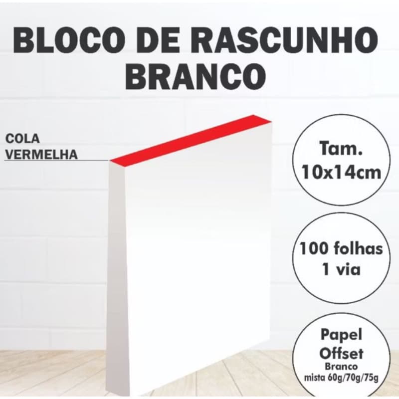 10 blocos  Rascunho  branco 10x14 100folhas s/ pauta Papelaria Anotação Comanda Bar Restaurante Loja