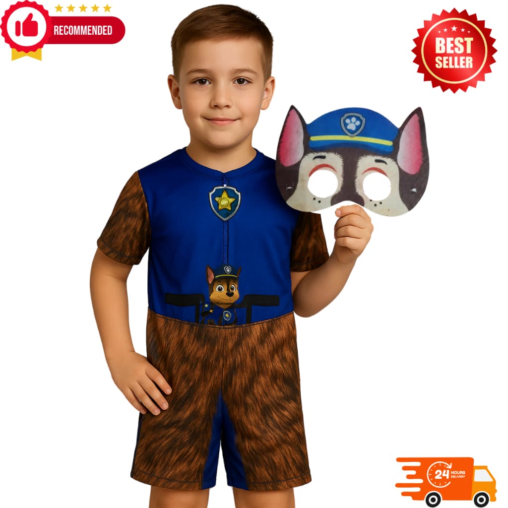 Fantasia Infantil Patrulha Canina Policial Chase - Envio Já