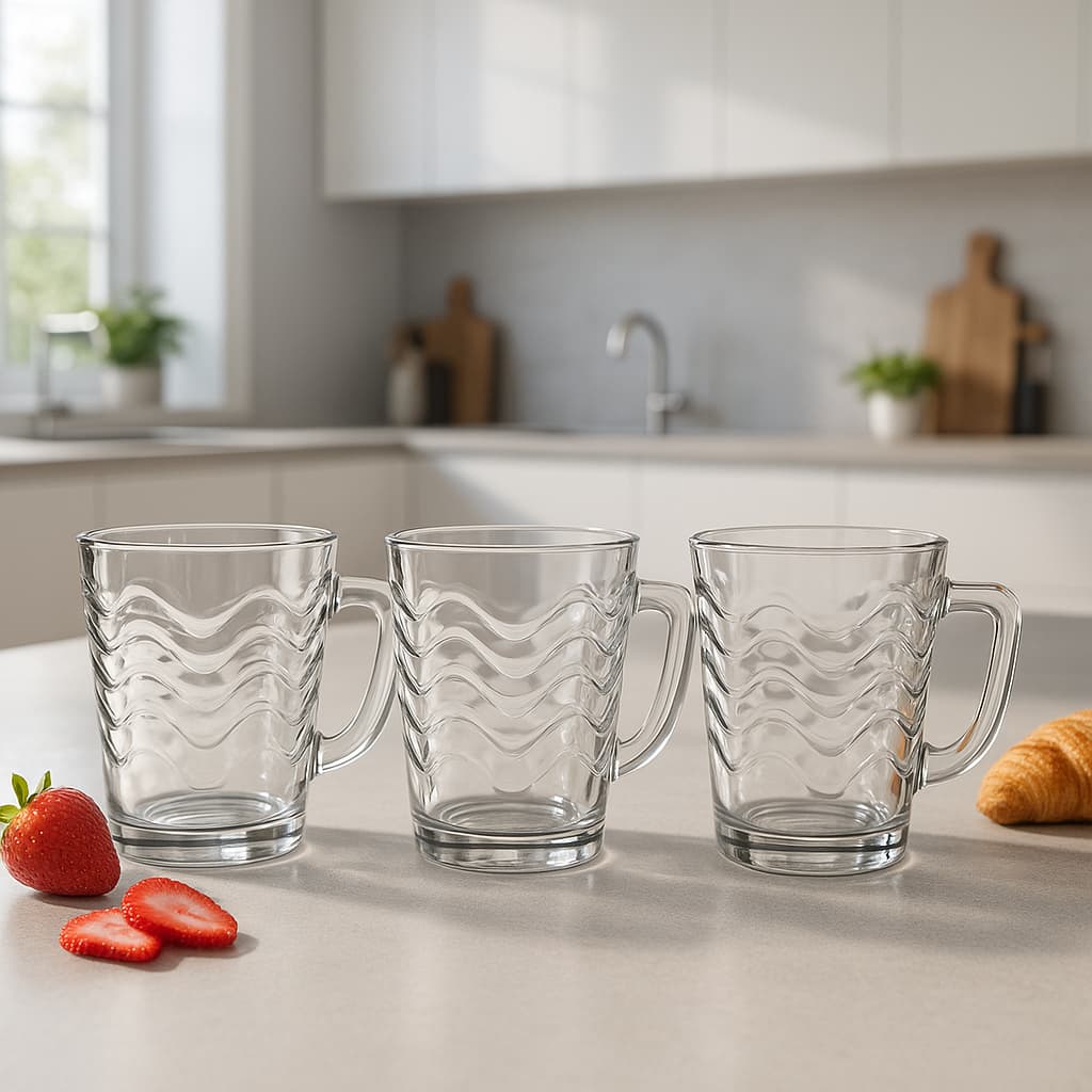 Jogo De Xicaras Canecas 185ml em Vidro Ondulado Design Sofisticado E Versátil