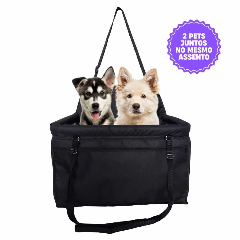 Cadeira Assento Pet Elevado Para 2 Cachorros ou Gatos Juntos no Carro Transporte Seguro