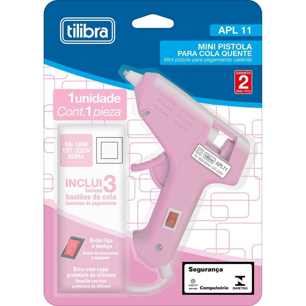 Mini Pistola para Cola Quente APL11 Rosa Tilibra