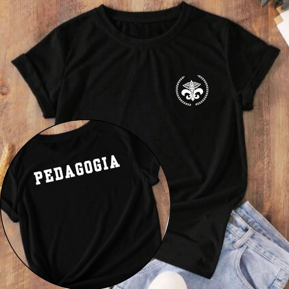 Camiseta Feminina Pedagogia Professora Educação Camisa T Shirt Curso Faculdade 100% Algodão