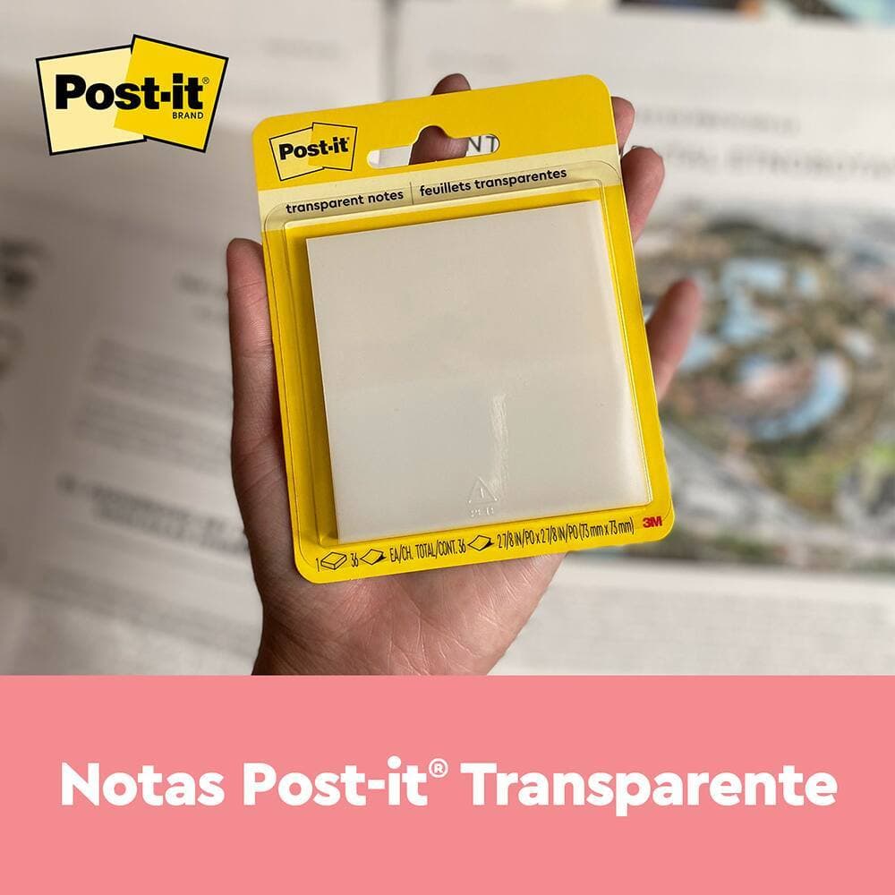 Bloco de Notas Adesivas Post-it® 3M™ 73x73 mm c/36 Fls Transparente