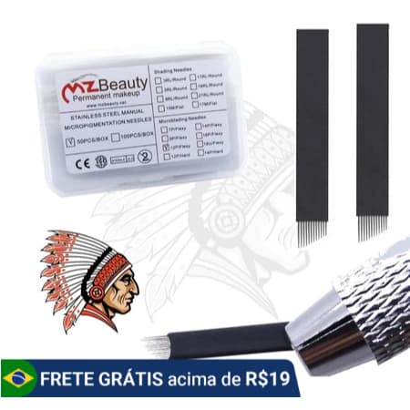 Agulha Tebori Flex Chanfrada ou U 25 und Sobrancelha Lâmina PMU