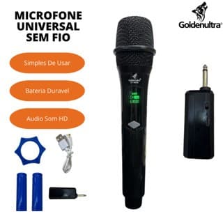 Microfone Profissional Sem Fio Recarregavel Dinamico Karaoke Apresentação Goldenultra