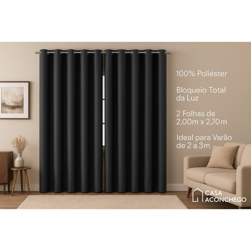Cortina Blackout em Tecido 4,00m x 2,80m Corta 100% da Luz com Elegância Ideal para Sala e Quarto